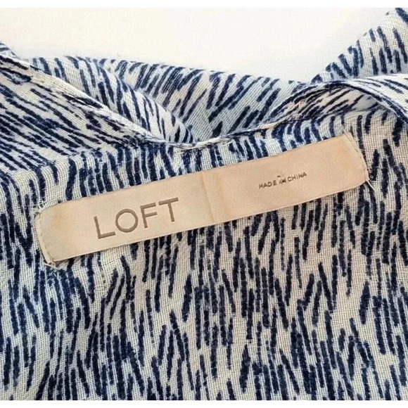 Loft Blue White Geometric Print Open Front Kimono Coverup Beach Swim O/S - Picture 4 of 4